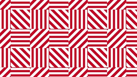 Animated red lines in square tiles pattern. Trendy seamless loop patriotic Stock Footage 198243112