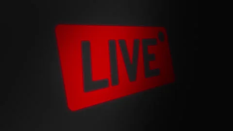 Animated Red "LIVE" Sign With Blinking Light on Black Screen Stock Footage 247294329