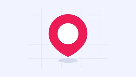 Animated Red Location Pin Icon on Grid Background Stock Footage 335582935