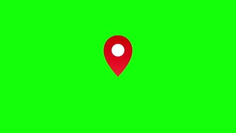 Animated red location pin with oval ripples on green screen Stock Footage 343723873