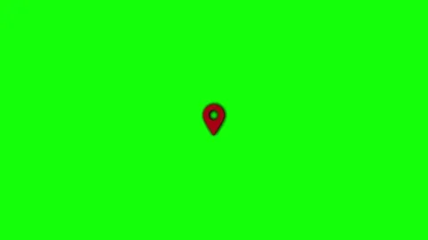 Animated red location pin rotating on green screen Stock-Footage 345548415