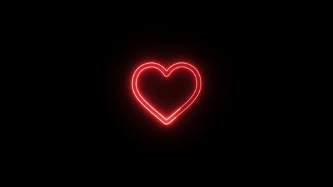 Animated red neon heart shape forming against black background Stock Footage 327760609