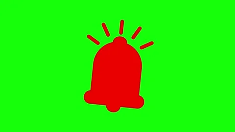 Animated red notification bell icon ringing on a green screen background Video stock 316748865