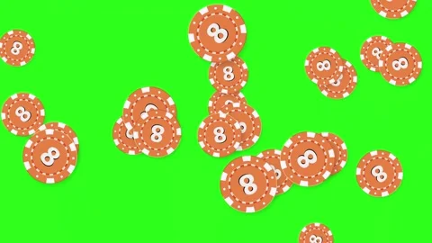 Animated Red Poker Chips Bursting Across Green Screen Background Stock Footage 344714585