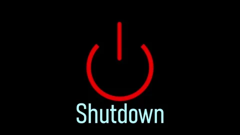 Animated red power symbol with "Shutdown" text, perfect for computers, digi.. Stock Footage 321858743
