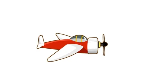 Animated Red Propeller Plane Front View Видео 278342065