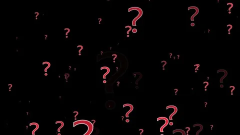 Animated red question marks falling on black background for inquiry, uncertainty Stock Footage 337119216