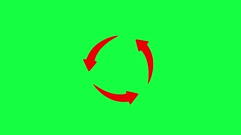 Animated Red Recycle Refresh Arrows Loop Green Screen Stock Footage 341779882