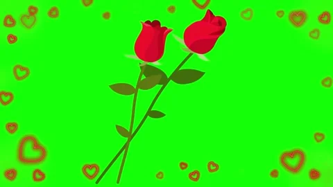 Animated red rose pair floating hearts background overlay motion graphic Stock-Footage 342110665