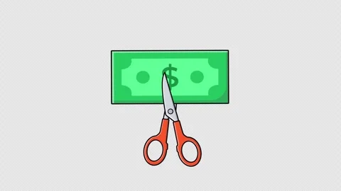 Animated Red Scissors Cutting Dollar. Reducing Cost Concept Video - Transparent 動画素材 278739807