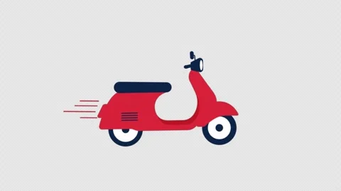 Animated Red Scooter Driving - Transparent Stock Footage 342369802