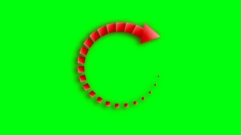 Animated Red Segmented Circular Arrow Loading Icon on Green Screen. Stock Footage 333155668