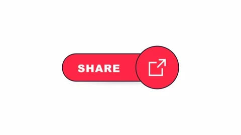Animated red share button with external link icon. 4K Stock Footage 344846765