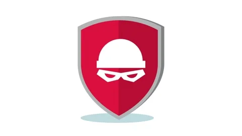 Animated red shield symbol with thief icon for internet security threat con.. 動画素材 338419824