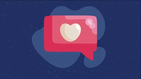 Animated red speech bubble with heart icon, symbolizing love message or not.. Stock Footage 333354579