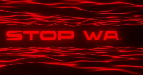 Animated red "STOP WAR" lettering on a black background. Stock Footage 252690827