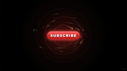 Animated Red Subscribe Button with Glowing Particle Rings and Circular Motion Stock Footage 344773637