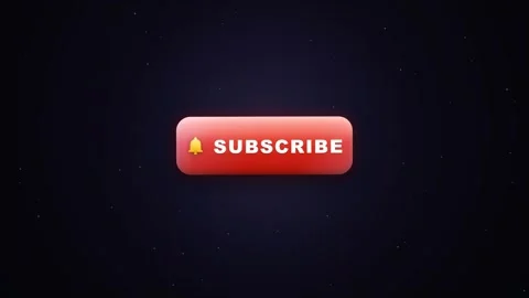 Animated Red Subscribe Button with Notification Bell Icon Glowing on Dark Stock Footage 344773683