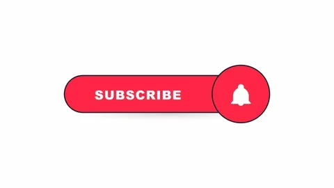 Animated red subscribe button with white bell notification icon. 4K Stock Footage 344846796