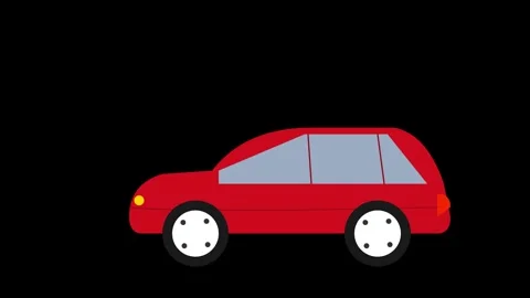 Animated red SUV driving in profile view Stock Footage 345014173