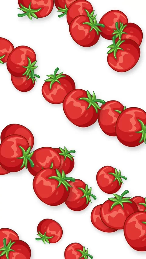 Animated Red Tomatoes Falling Against a Plain White Background Stock Footage 344850907