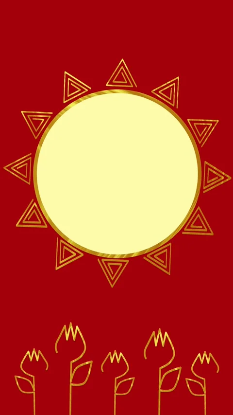 Animated red Vertical template for social media. Rotating ring, sunflower Stock Footage 237809325