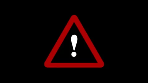 Animated red warning icon displayed on a green screen background Stock Footage 323377698