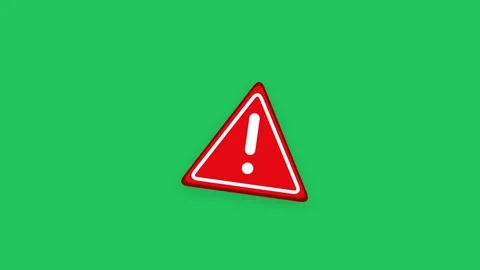 Animated Red Warning Sign with Exclamation Mark on Green Screen 動画素材 346243603