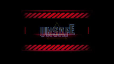 Animated Red Warning Stripes Frame with Glitch Text Effect on Dark Background Stock Footage 339167345