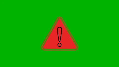 Animated Red Warning Triangle with Exclamation Mark on Green Screen Stock Footage 321231458