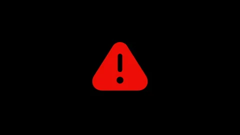 Animated Red Warning Triangle with Exclamation Mark Loop on Black Background Видео 341436909