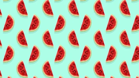 Animated red watermelon slices Stockbeeldmateriaal 126590647
