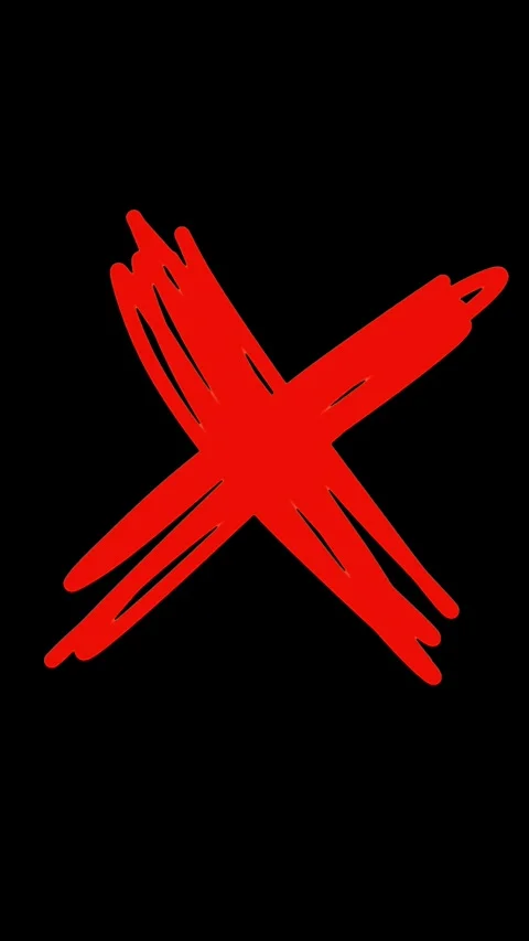 Animated Red X Drawing on Black Background with Bold Hand Drawn Cross Mark Stock Footage 346776982