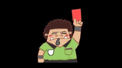 Animated Referee Giving Red Card - Transparent Background Stock Footage 282774190