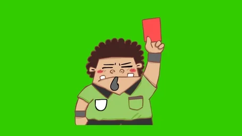 Animated Referee Giving Red Card - Green Screen Stock Footage 282774192