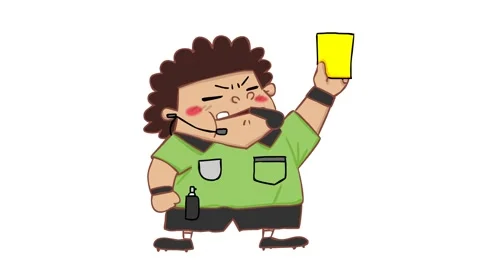Animated Referee Issuing Yellow Card - White Background Stock Footage 282774191