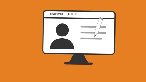 Animated Registration Form on Computer Screen with Pencil Icon Stock Footage 346726390