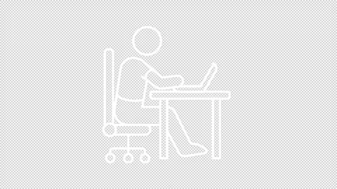 Animated remote employee at computer white line icon Stock Footage 327836527
