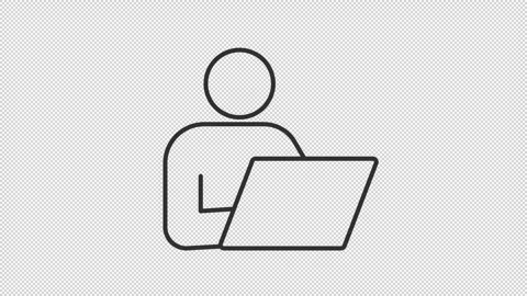Animated remote worker line icon Stock Footage 340288159