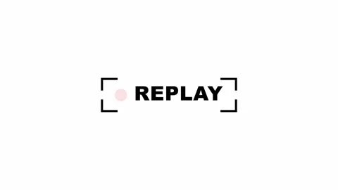 Animated replay graphic with blinking red dot and viewfinder frame. 4K Video stock 344846741