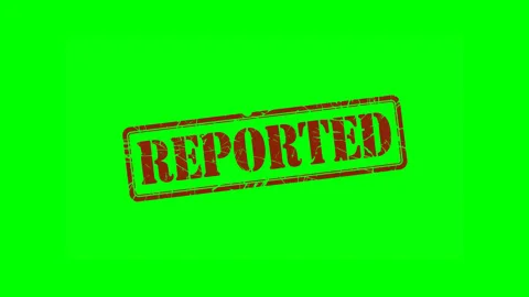 Animated "REPORTED" rubber stamp seal on a green screen background Stock Footage 303703013