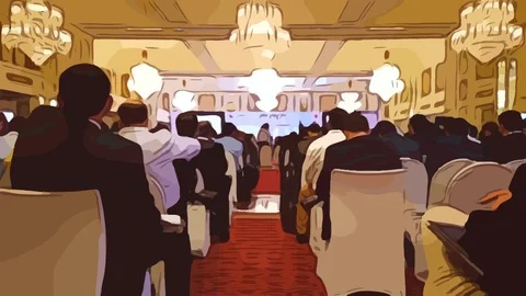 Animated representation of audience from backside at a conference Stock Footage 106101589