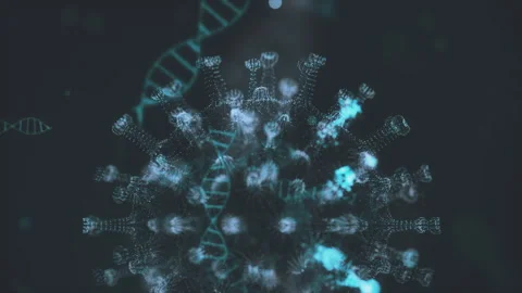 Animated Representation of Glowing Viral Particles in Blue Hues Stock Footage 264987992
