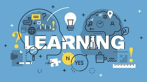 Animated representing learning and education with various icons and symbols Stock Footage 340282604