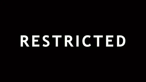 Animated Restricted Text Overlay with Particle Effects in Cinematic Motion Vídeo Stock 343479111