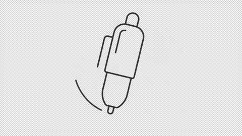 Animated retractable ballpoint pen line icon Stock Footage 340282461