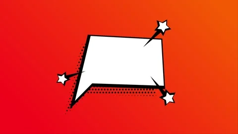 Animated Retro Comic Speech Bubble with Stars on Red Background Stock Footage 334683419