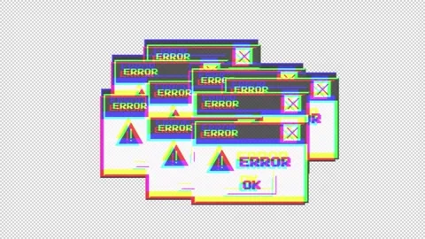 Animated retro computer window with an error message with glitch effect Stockbeeldmateriaal 294169365