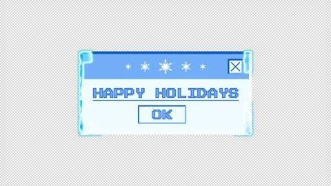 Animated retro computer window with happy holidays inscription Stockbeeldmateriaal 295602567