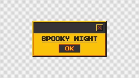 Animated retro computer window with the inscription "spooky night" Stockbeeldmateriaal 306639539